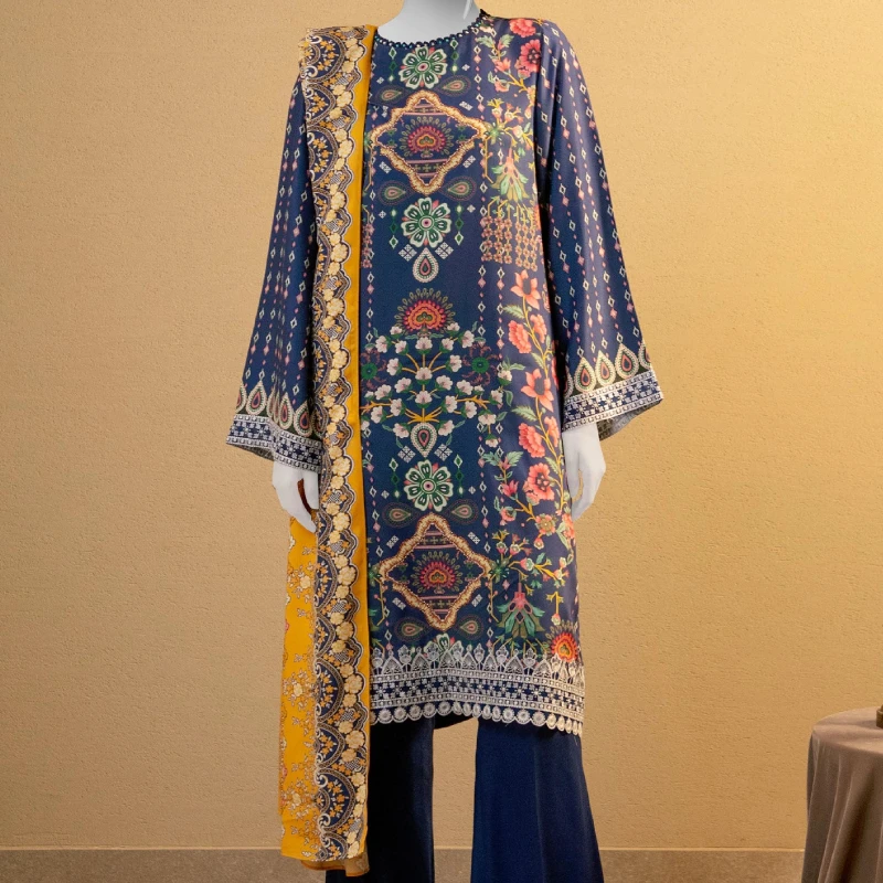 Blue Embroidered 3PC Unstitched